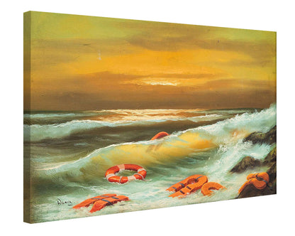 Mediterranean Sea-banksy, print-Canvas Print - 20 mm Frame-50 x 75 cm-BLUE SHAKER