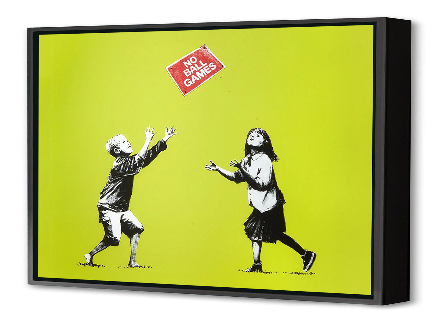 No Ball Games-banksy, print-Canvas Print with Box Frame-40 x 60 cm-BLUE SHAKER