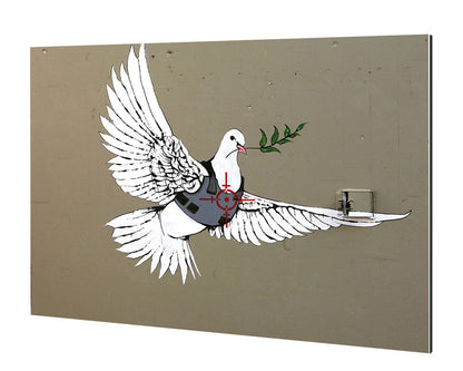 Peace Dove-banksy, print-Alu Dibond 3mm-40 x 60 cm-BLUE SHAKER