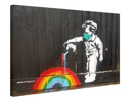 Rainbow Boy-banksy, print-Canvas Print - 20 mm Frame-50 x 75 cm-BLUE SHAKER