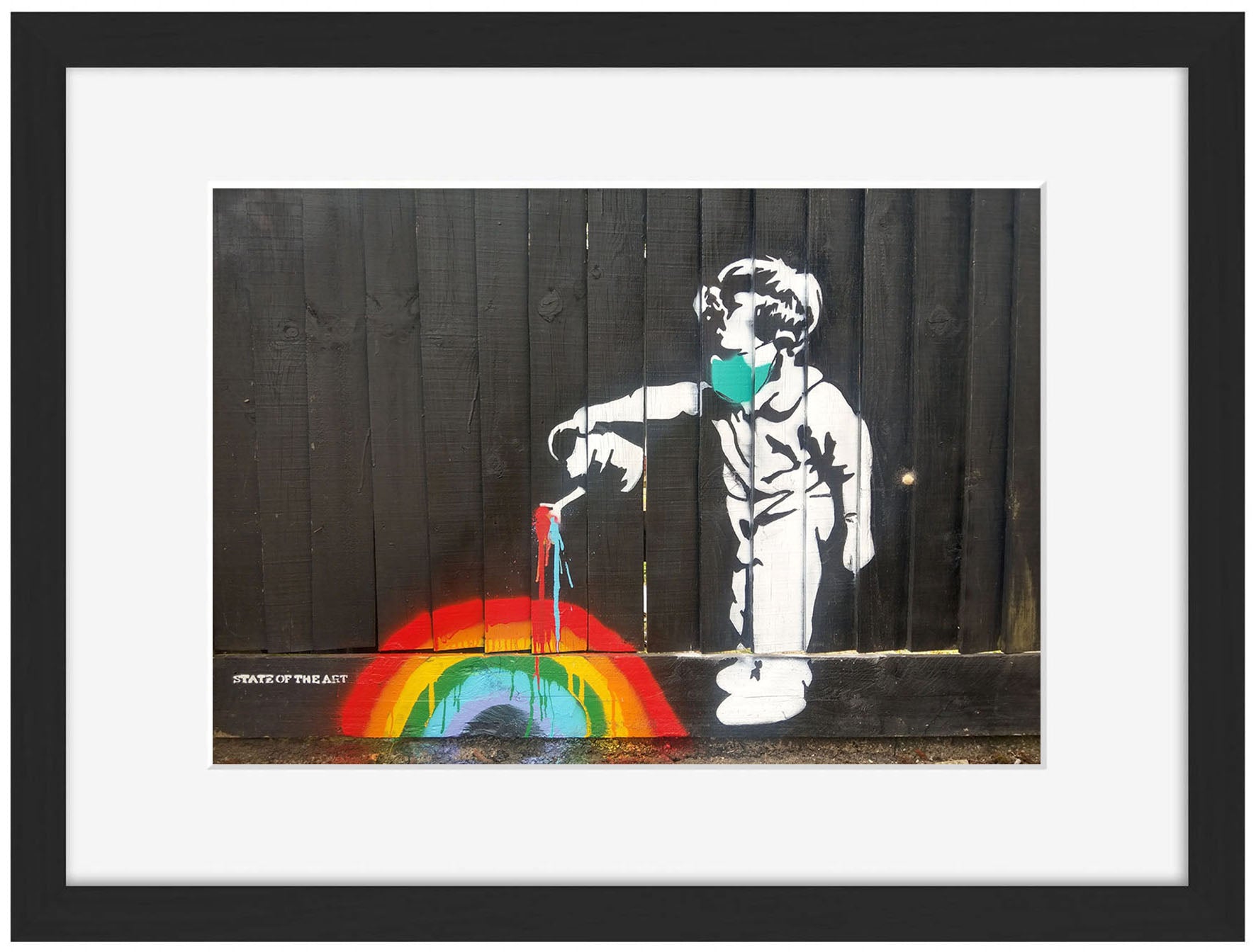 Rainbow Boy-banksy, print-Framed Print-30 x 40 cm-BLUE SHAKER