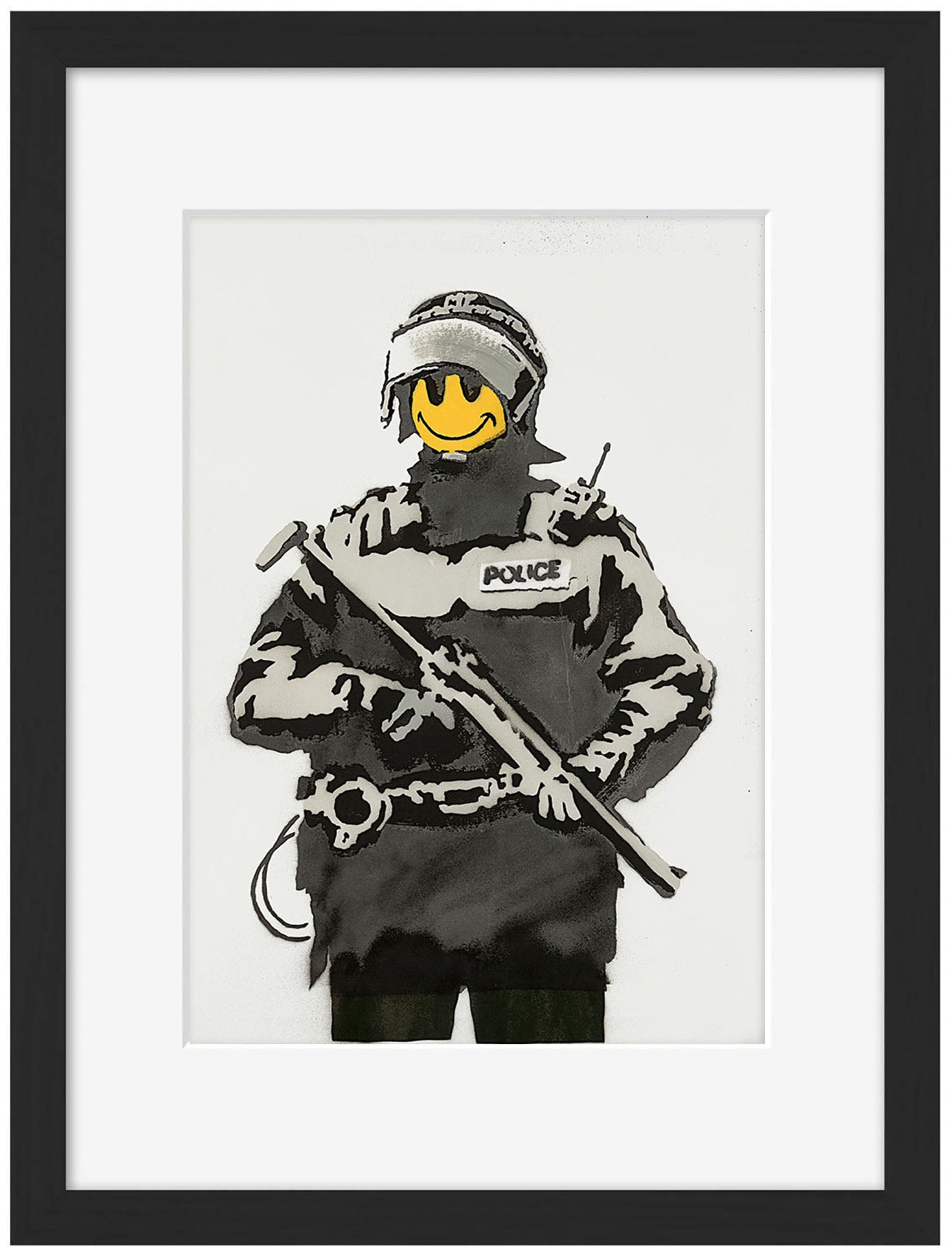 Riot Cop-banksy, print-Framed Print-30 x 40 cm-BLUE SHAKER