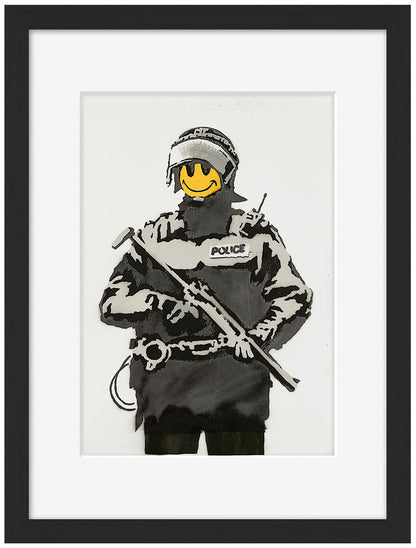 Riot Cop-banksy, print-Framed Print-30 x 40 cm-BLUE SHAKER