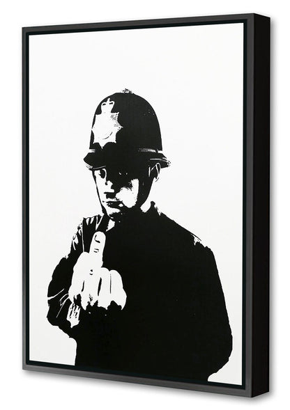 Rude Copper-banksy, print-Canvas Print with Box Frame-40 x 60 cm-BLUE SHAKER