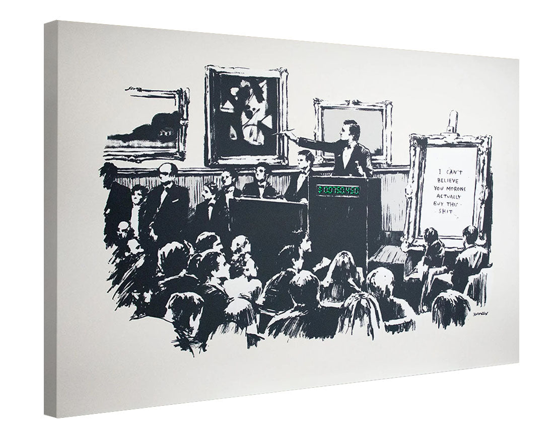 Shit Auction-banksy, print-Canvas Print - 20 mm Frame-50 x 75 cm-BLUE SHAKER