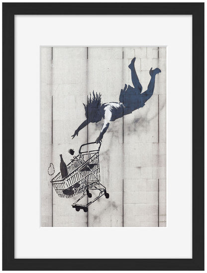 Shop Until You Drop-banksy, print-Framed Print-30 x 40 cm-BLUE SHAKER