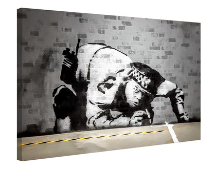 Snorting Policeman-banksy, print-Canvas Print - 20 mm Frame-50 x 75 cm-BLUE SHAKER
