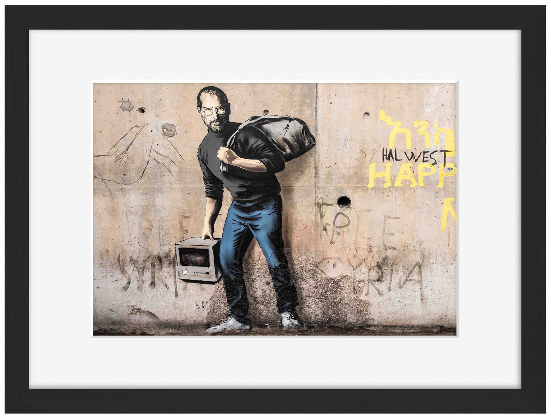 Steve Jobs-banksy, print-Framed Print-30 x 40 cm-BLUE SHAKER