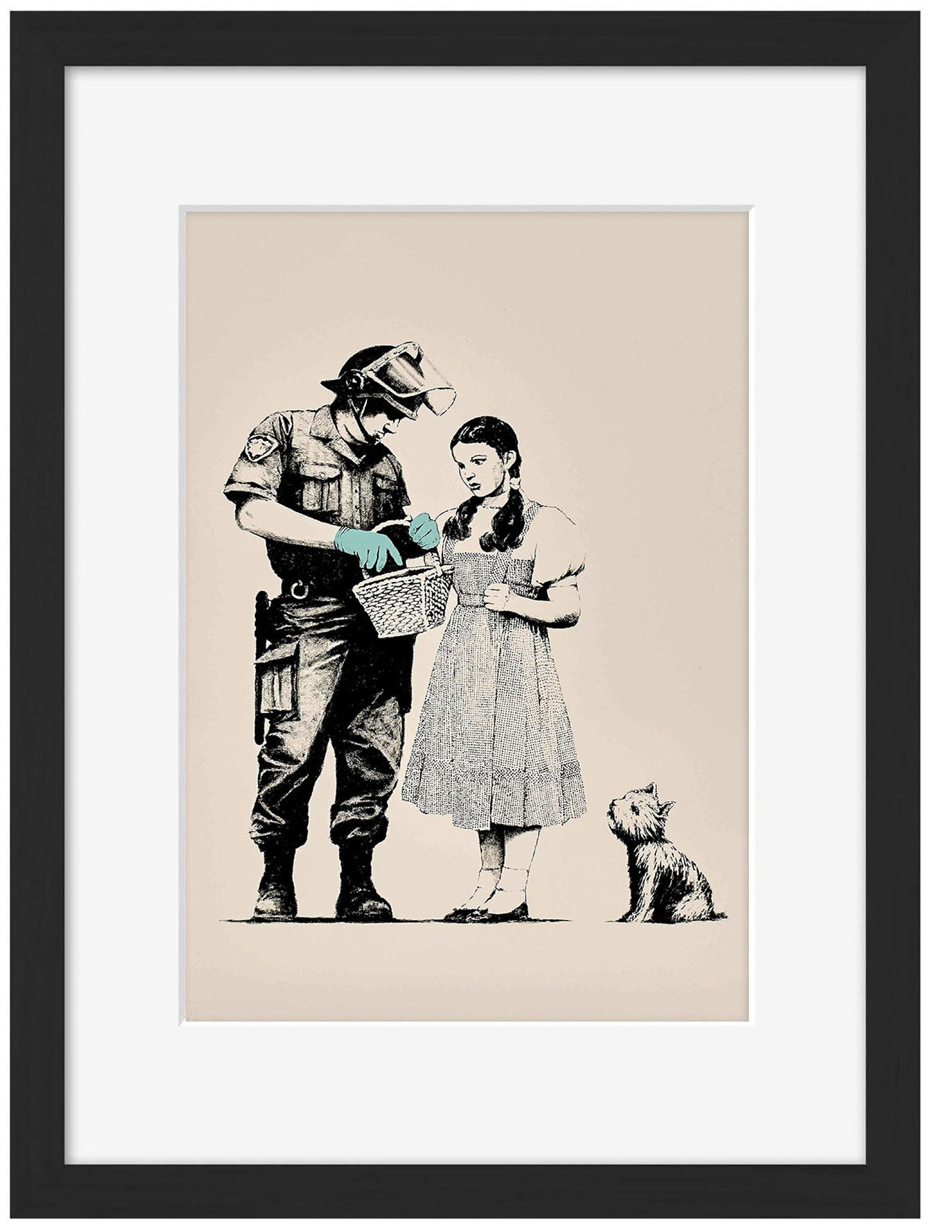Stop and Search-banksy, print-Framed Print-30 x 40 cm-BLUE SHAKER