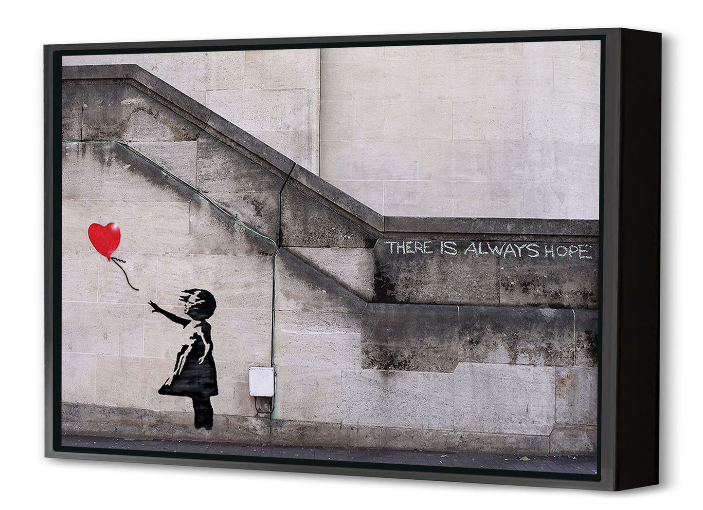 There is always hope-banksy, print-Canvas Print with Box Frame-40 x 60 cm-BLUE SHAKER