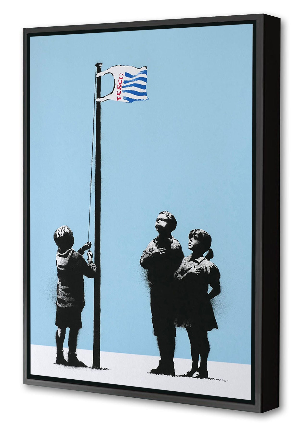 Very Little Helps-banksy, print-Canvas Print with Box Frame-40 x 60 cm-BLUE SHAKER