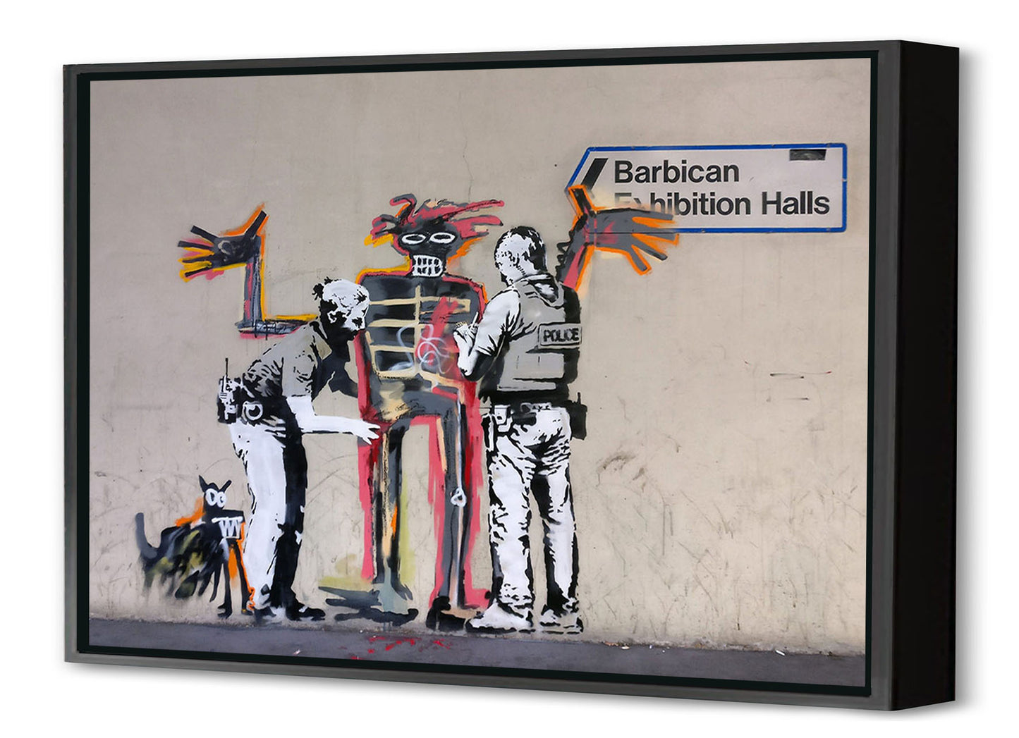 Barbican News-banksy, print-Canvas Print with Box Frame-40 x 60 cm-BLUE SHAKER