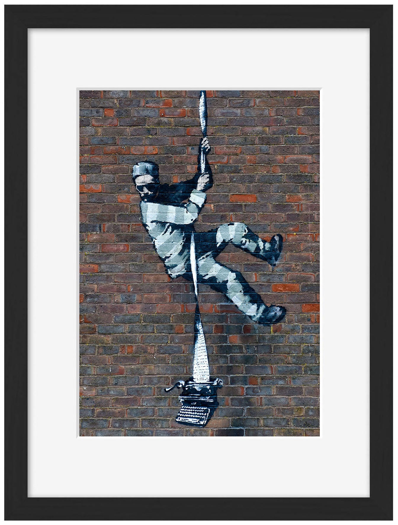 Escaping Prisoner-banksy, print-Framed Print-30 x 40 cm-BLUE SHAKER