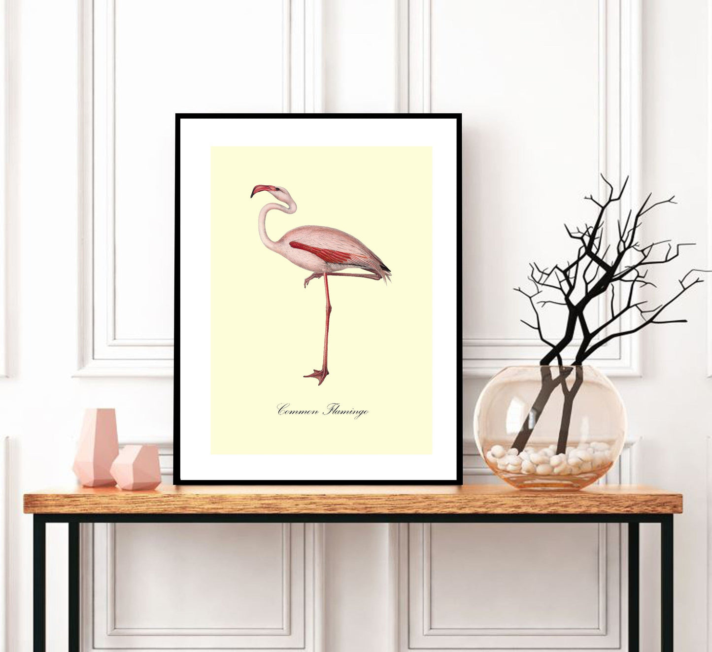 Common Flamingo-birds, print-BLUE SHAKER