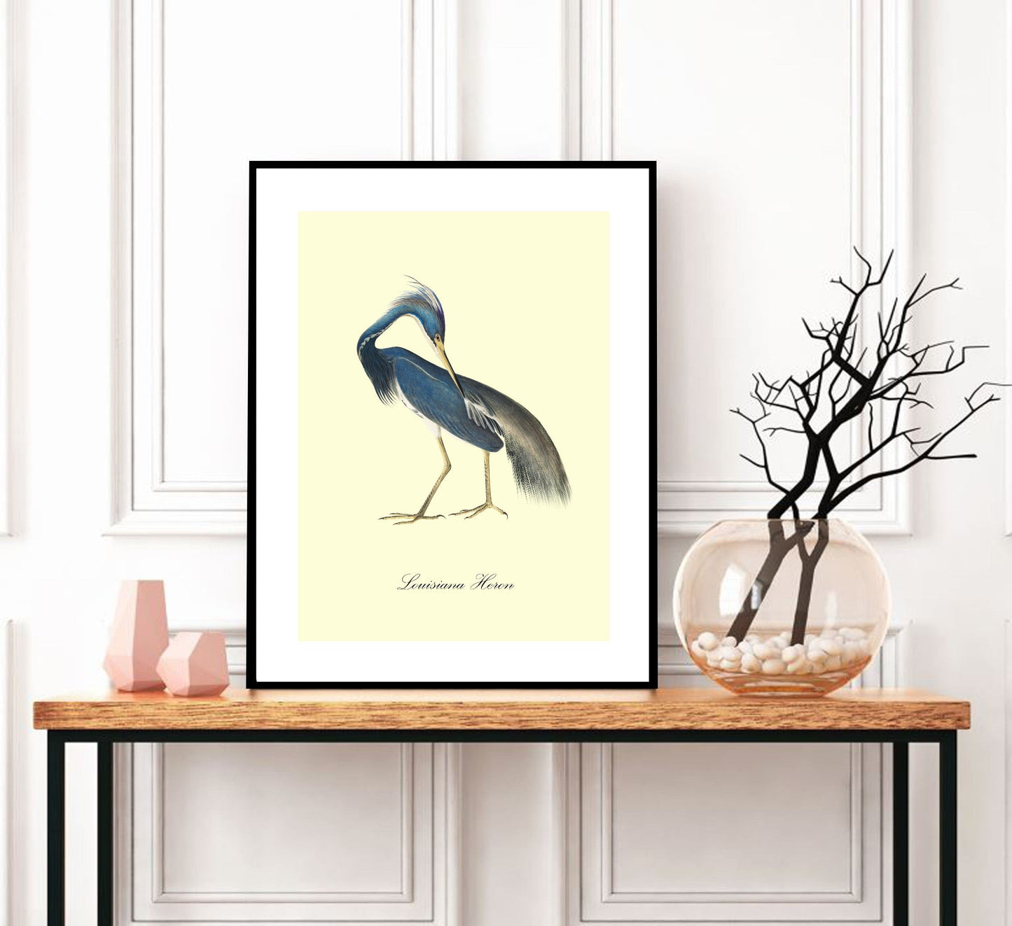 Louisiana Heron-birds, print-BLUE SHAKER