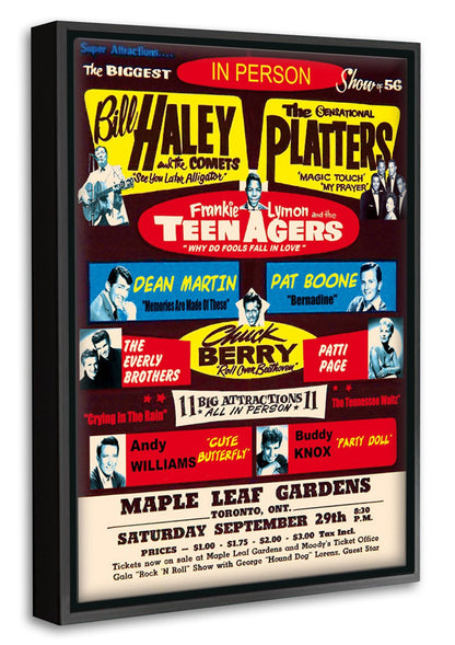 Bill Haley & The Platters-concerts, print-Canvas Print with Box Frame-40 x 60 cm-BLUE SHAKER