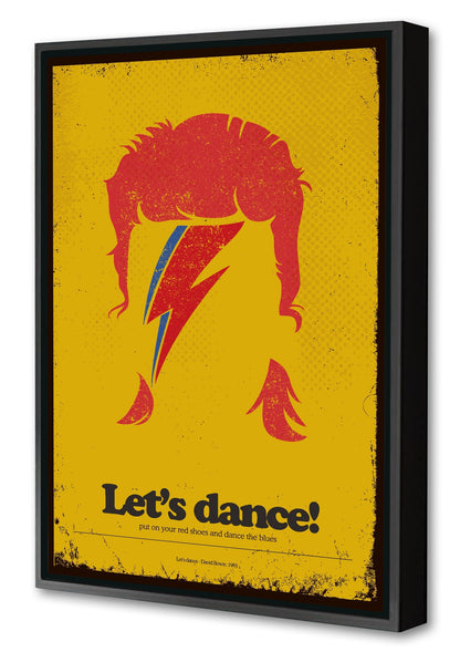 David Bowie - Let's Dance-concerts, print-Canvas Print with Box Frame-40 x 60 cm-BLUE SHAKER