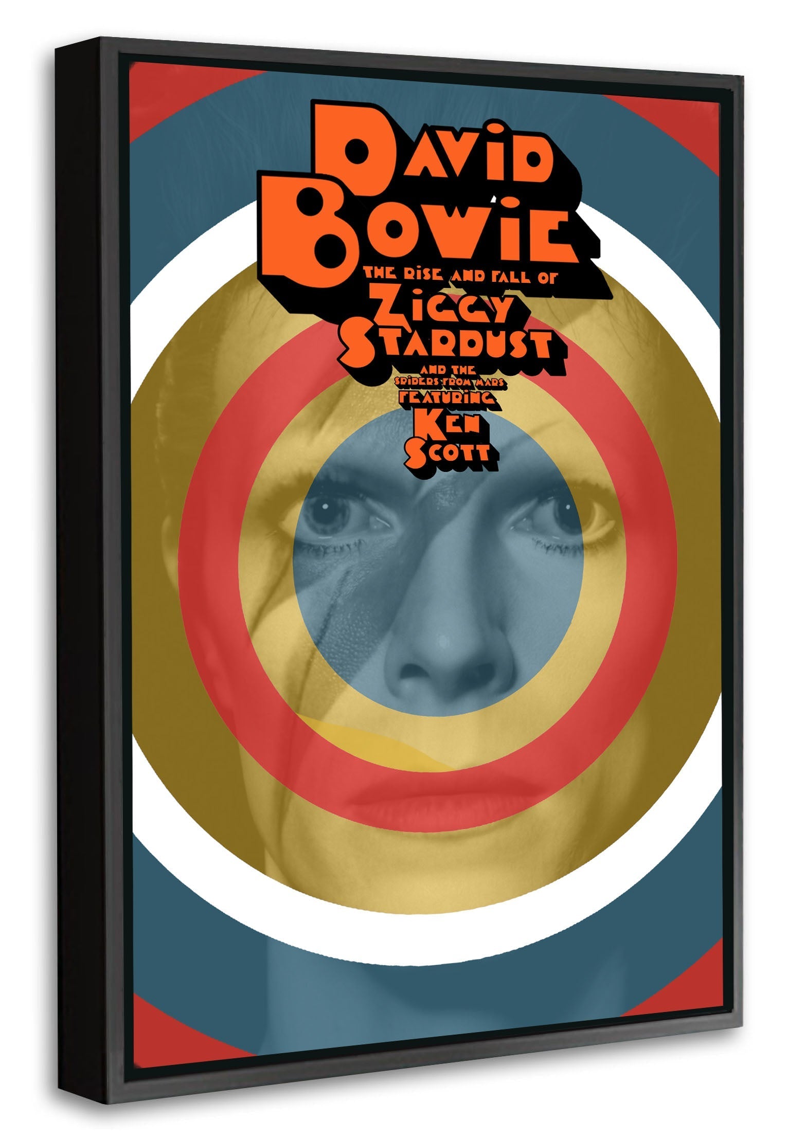 David Bowie – Ziggy Stardust Circle-concerts, print-Canvas Print with Box Frame-40 x 60 cm-BLUE SHAKER