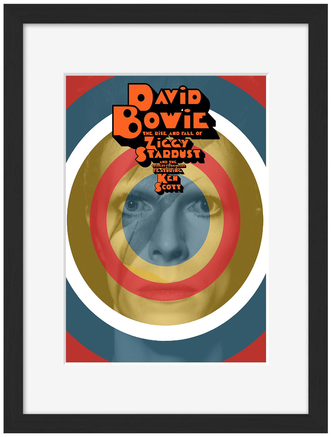 David Bowie – Ziggy Stardust Circle-concerts, print-Framed Print-30 x 40 cm-BLUE SHAKER