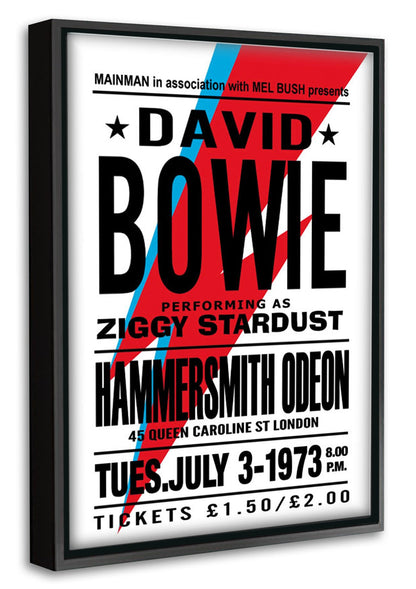 David Bowie-concerts, print-Canvas Print with Box Frame-40 x 60 cm-BLUE SHAKER
