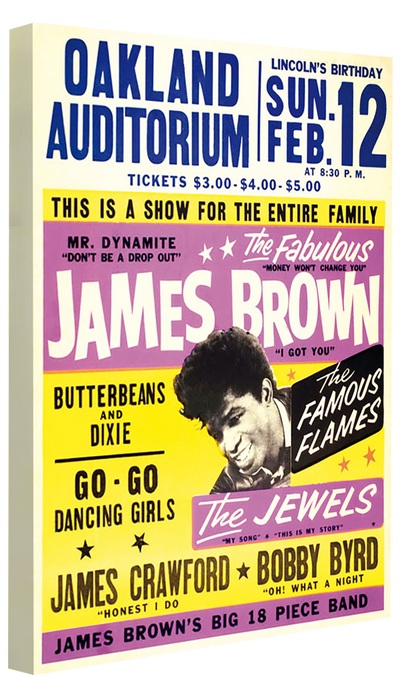 James Brown Oakland Auditorium-concerts, print-Canvas Print - 20 mm Frame-40 x 60 cm-BLUE SHAKER