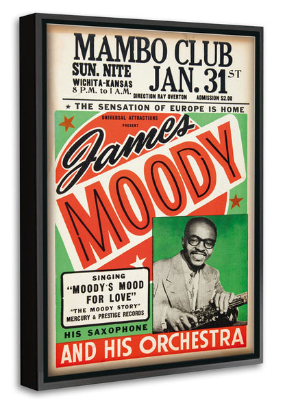 James Moody-concerts, print-Canvas Print with Box Frame-40 x 60 cm-BLUE SHAKER