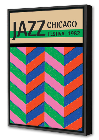 Jazz Festival Chicago 1982-concerts, print-Canvas Print with Box Frame-40 x 60 cm-BLUE SHAKER