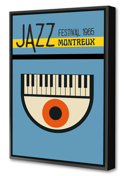 Jazz Festival Montreux 1965-concerts, print-Canvas Print with Box Frame-40 x 60 cm-BLUE SHAKER