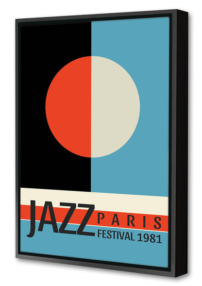 Jazz Festival Paris 1981-concerts, print-Canvas Print with Box Frame-40 x 60 cm-BLUE SHAKER
