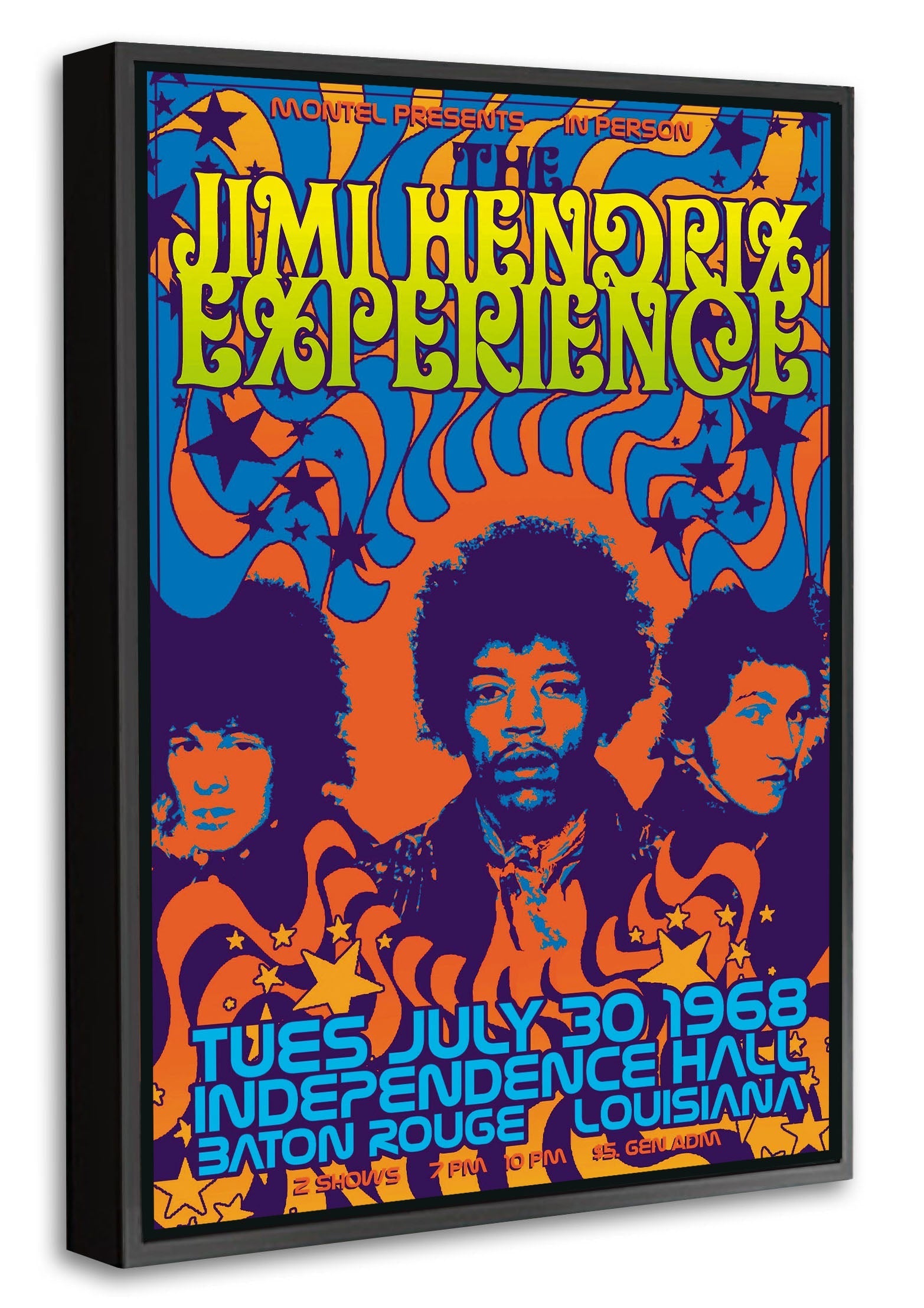Jimi Hendrix Experience-concerts, print-Canvas Print with Box Frame-40 x 60 cm-BLUE SHAKER