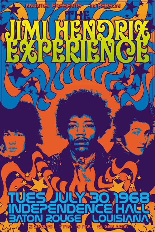 Jimi Hendrix Experience-concerts, print-Print-30 x 40 cm-BLUE SHAKER