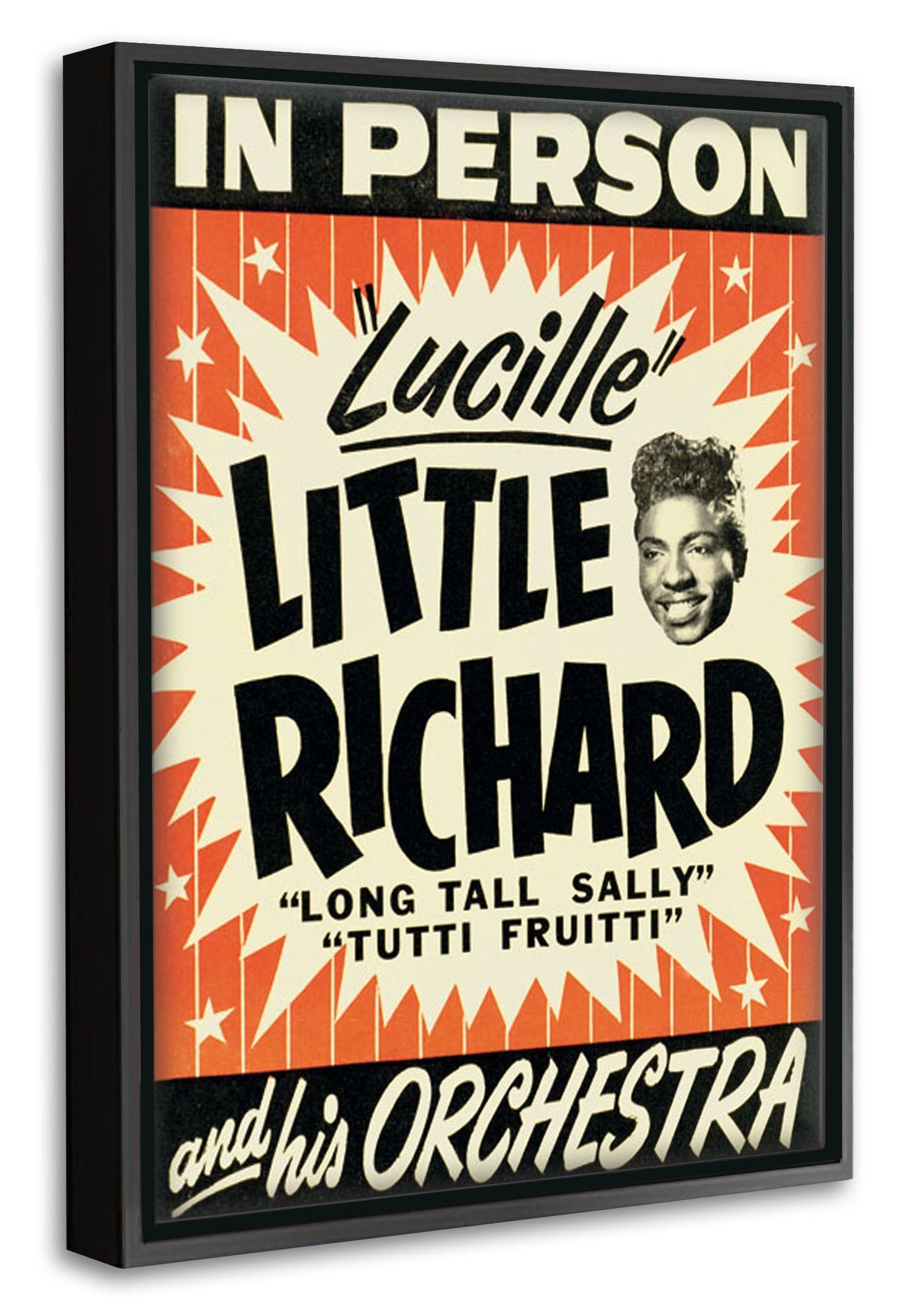 Little Richard-concerts, print-Canvas Print with Box Frame-40 x 60 cm-BLUE SHAKER