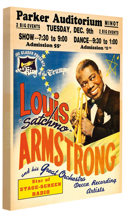 Louis Armstrong Parker Auditorium-concerts, print-Canvas Print - 20 mm Frame-40 x 60 cm-BLUE SHAKER
