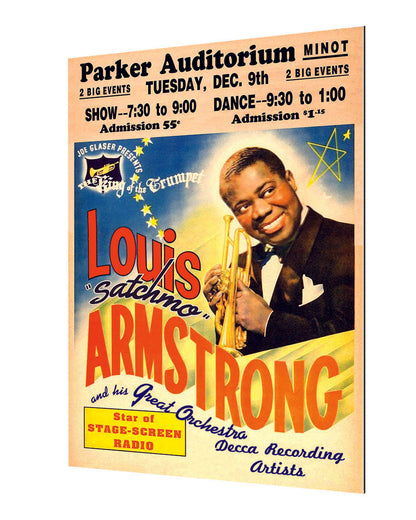 Louis Armstrong Parker Auditorium-concerts, print-Alu Dibond 3mm-40 x 60 cm-BLUE SHAKER