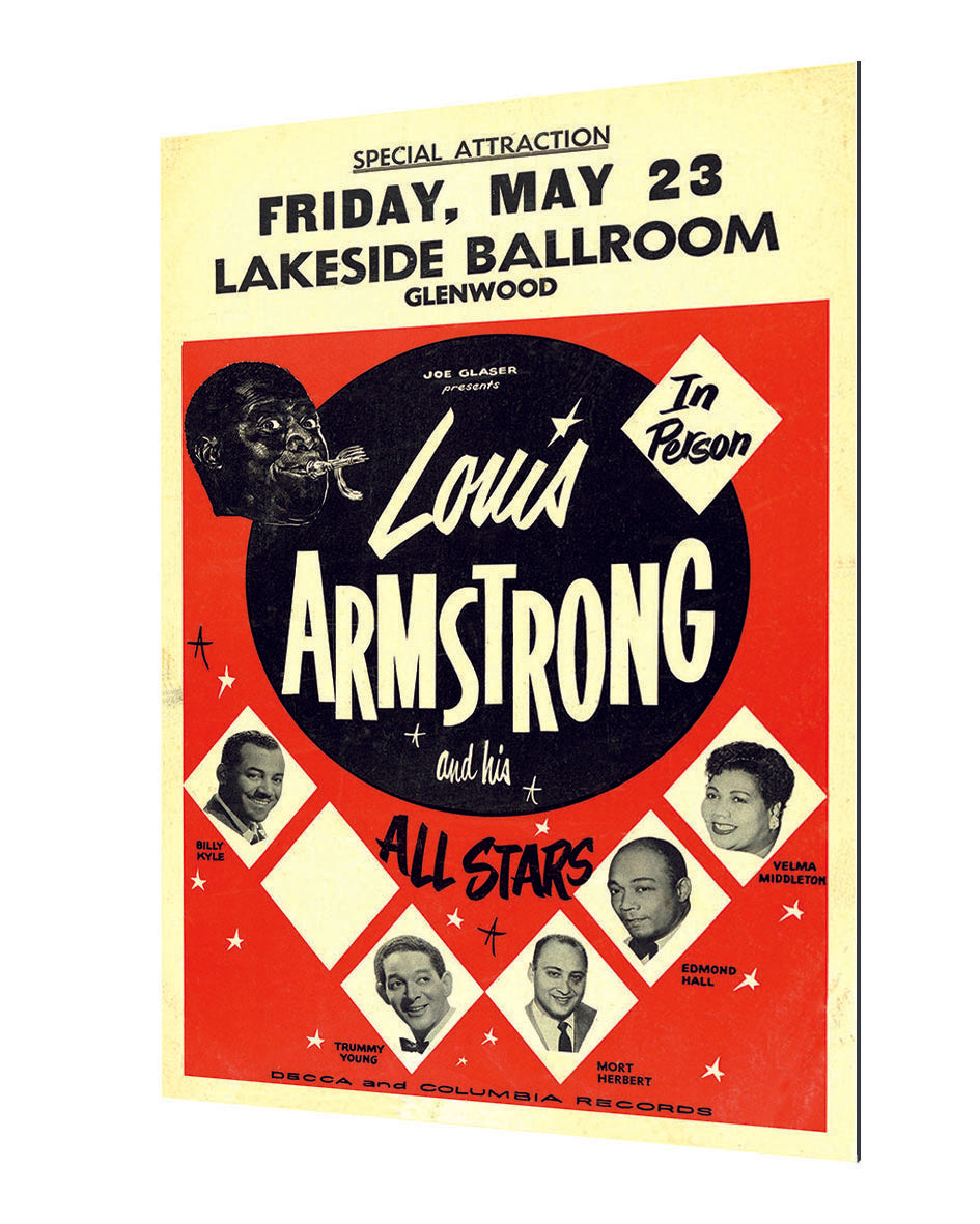 Louis Armstrong-concerts, print-Alu Dibond 3mm-40 x 60 cm-BLUE SHAKER