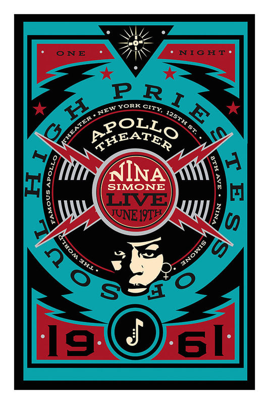 Nina Simone - Apollo Theater Black Blue-concerts, print-Print-30 x 40 cm-BLUE SHAKER