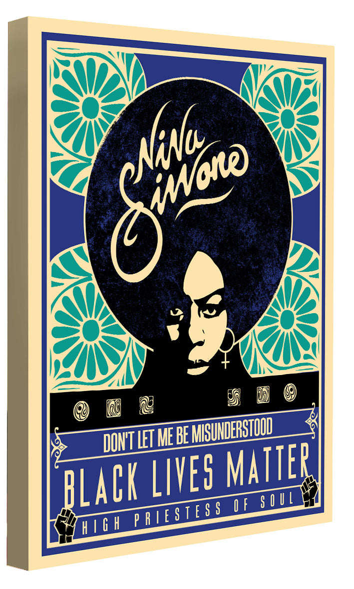 Nina Simone - BLM Blue-concerts, print-Canvas Print - 20 mm Frame-50 x 75 cm-BLUE SHAKER