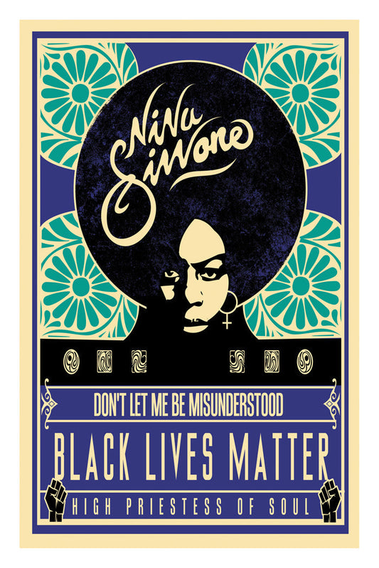 Nina Simone - BLM Blue-concerts, print-Print-30 x 40 cm-BLUE SHAKER