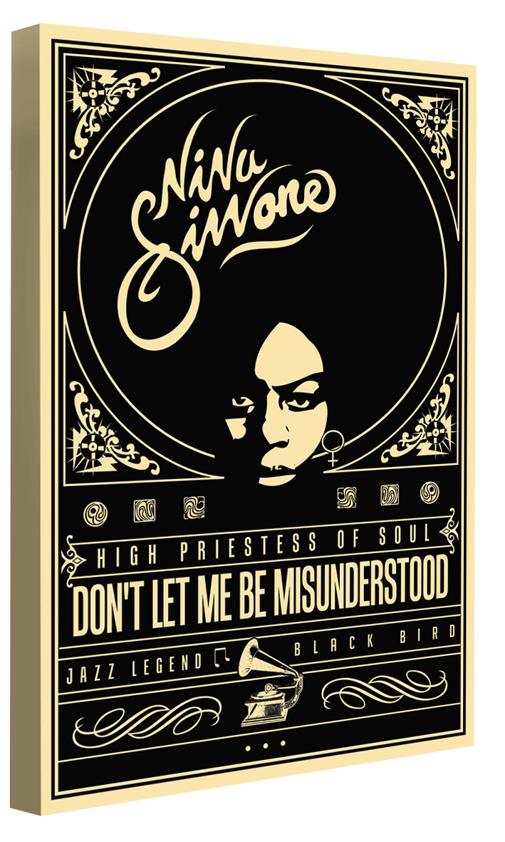 Nina Simone - Misunderstood Black-concerts, print-Canvas Print - 20 mm Frame-50 x 75 cm-BLUE SHAKER