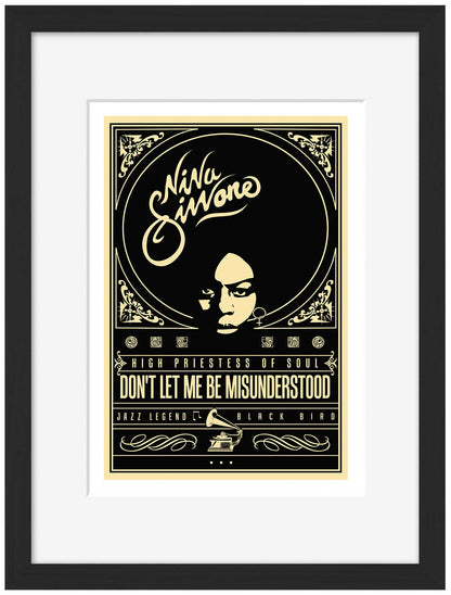 Nina Simone - Misunderstood Black-concerts, print-Framed Print-30 x 40 cm-BLUE SHAKER