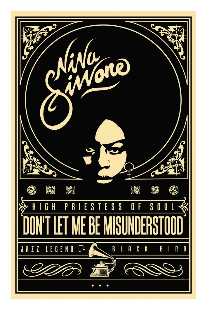 Nina Simone - Misunderstood Black-concerts, print-Print-30 x 40 cm-BLUE SHAKER