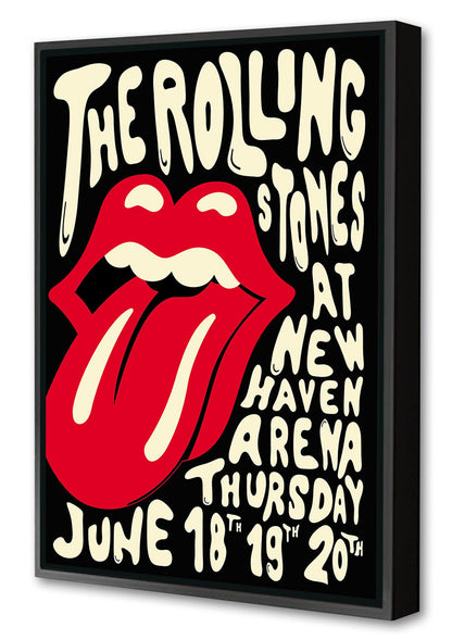 Rolling Stones New Haven Arena-concerts, print-Canvas Print with Box Frame-40 x 60 cm-BLUE SHAKER