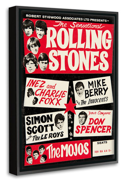 Rolling Stones-concerts, print-Canvas Print with Box Frame-40 x 60 cm-BLUE SHAKER