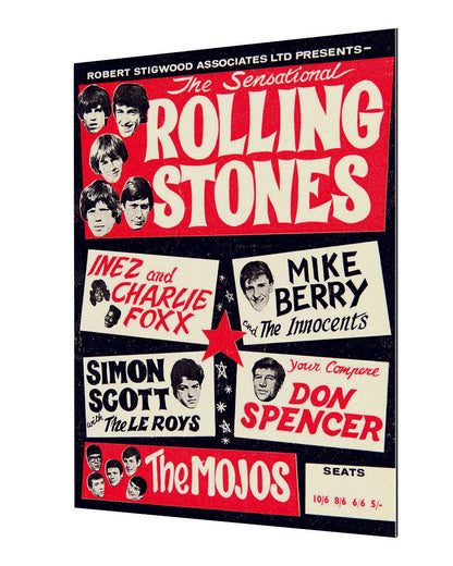 Rolling Stones-concerts, print-Alu Dibond 3mm-40 x 60 cm-BLUE SHAKER