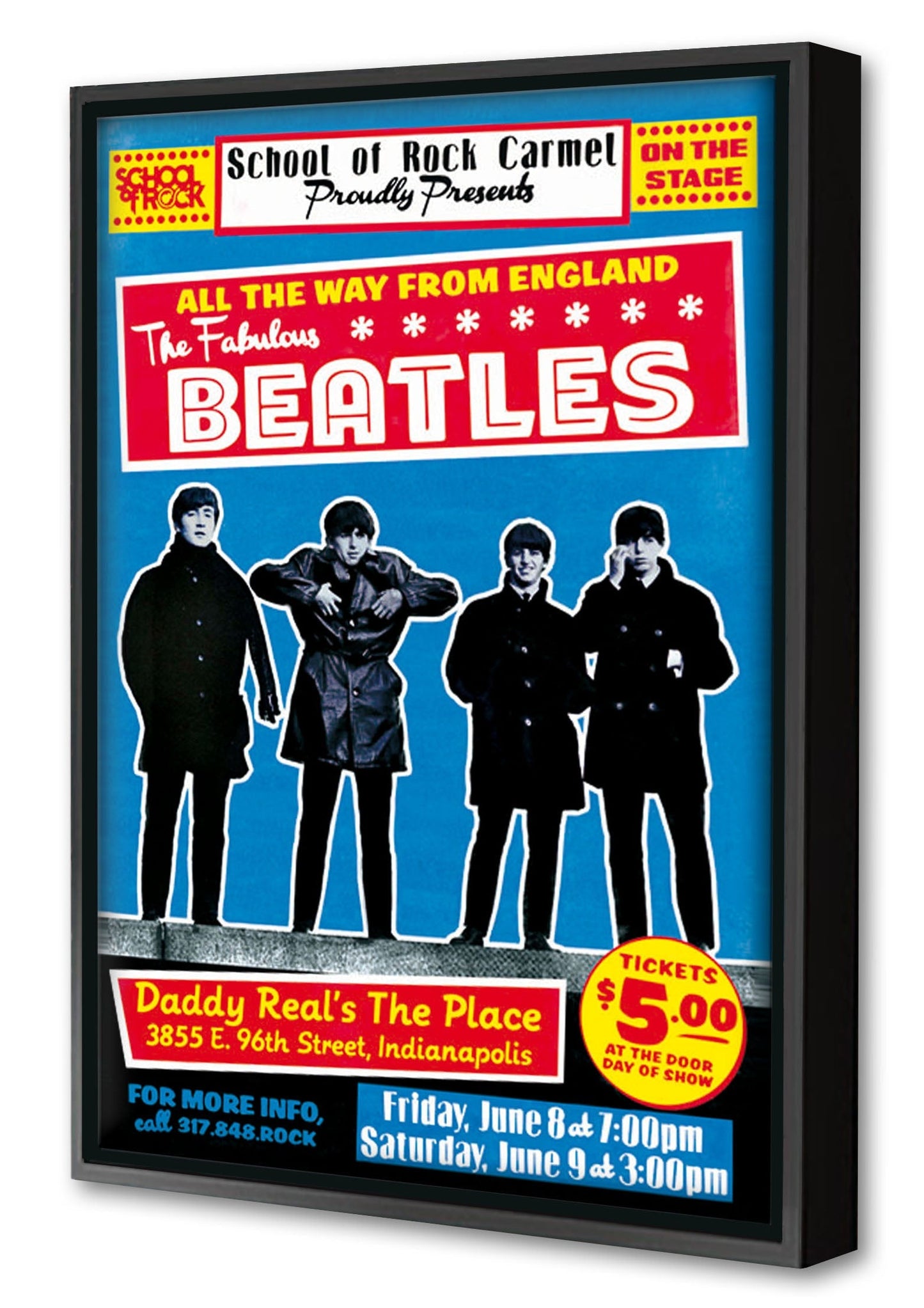 The Fabulous Beatles-concerts, print-Canvas Print with Box Frame-40 x 60 cm-BLUE SHAKER
