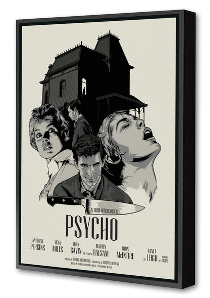 Psycho Movie-cranio, print-Canvas Print with Box Frame-40 x 60 cm-BLUE SHAKER