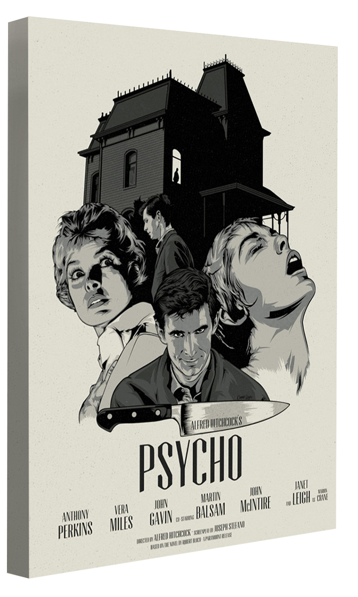 Psycho Movie-cranio, print-Canvas Print - 20 mm Frame-50 x 75 cm-BLUE SHAKER