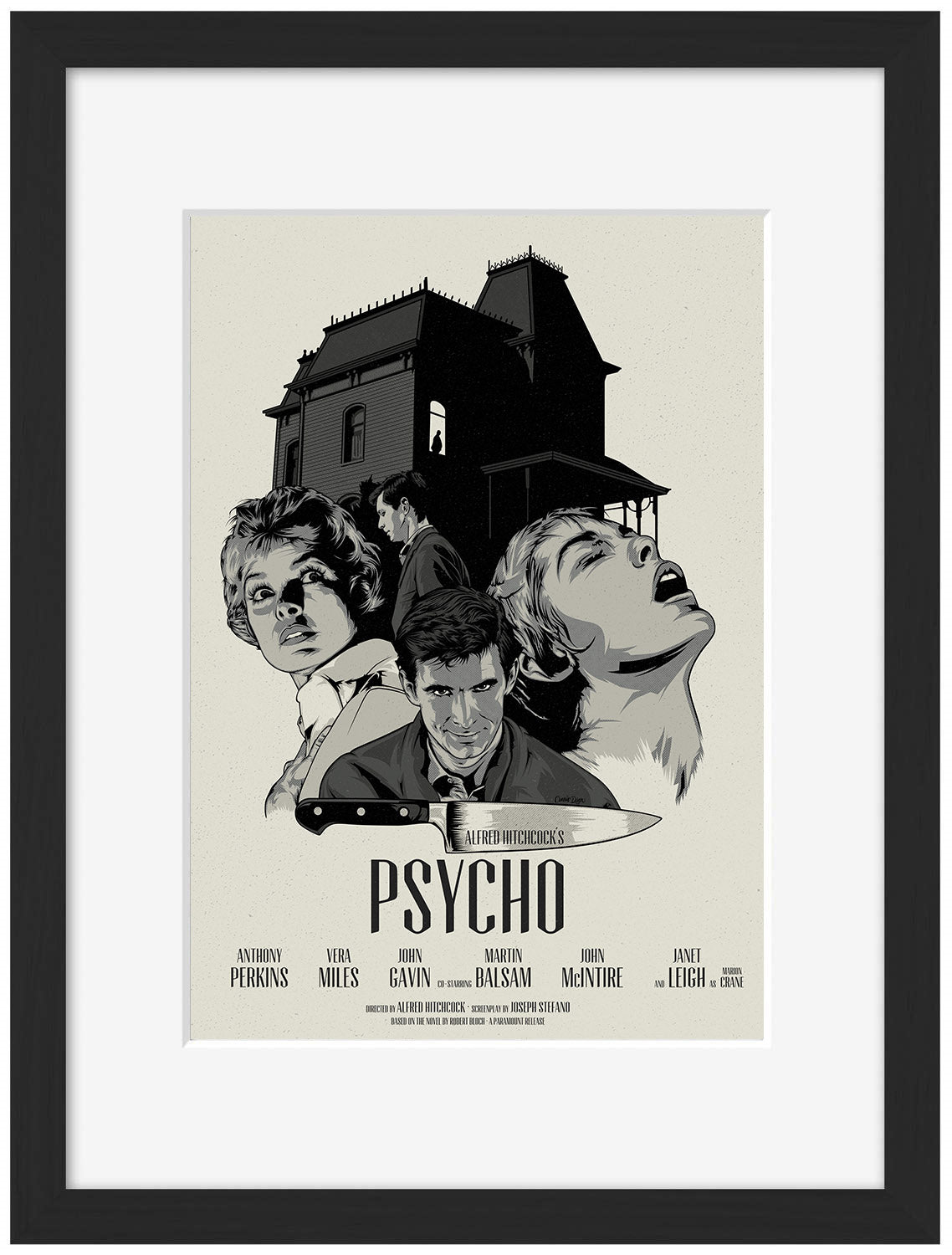 Psycho Movie-cranio, print-Framed Print-30 x 40 cm-BLUE SHAKER