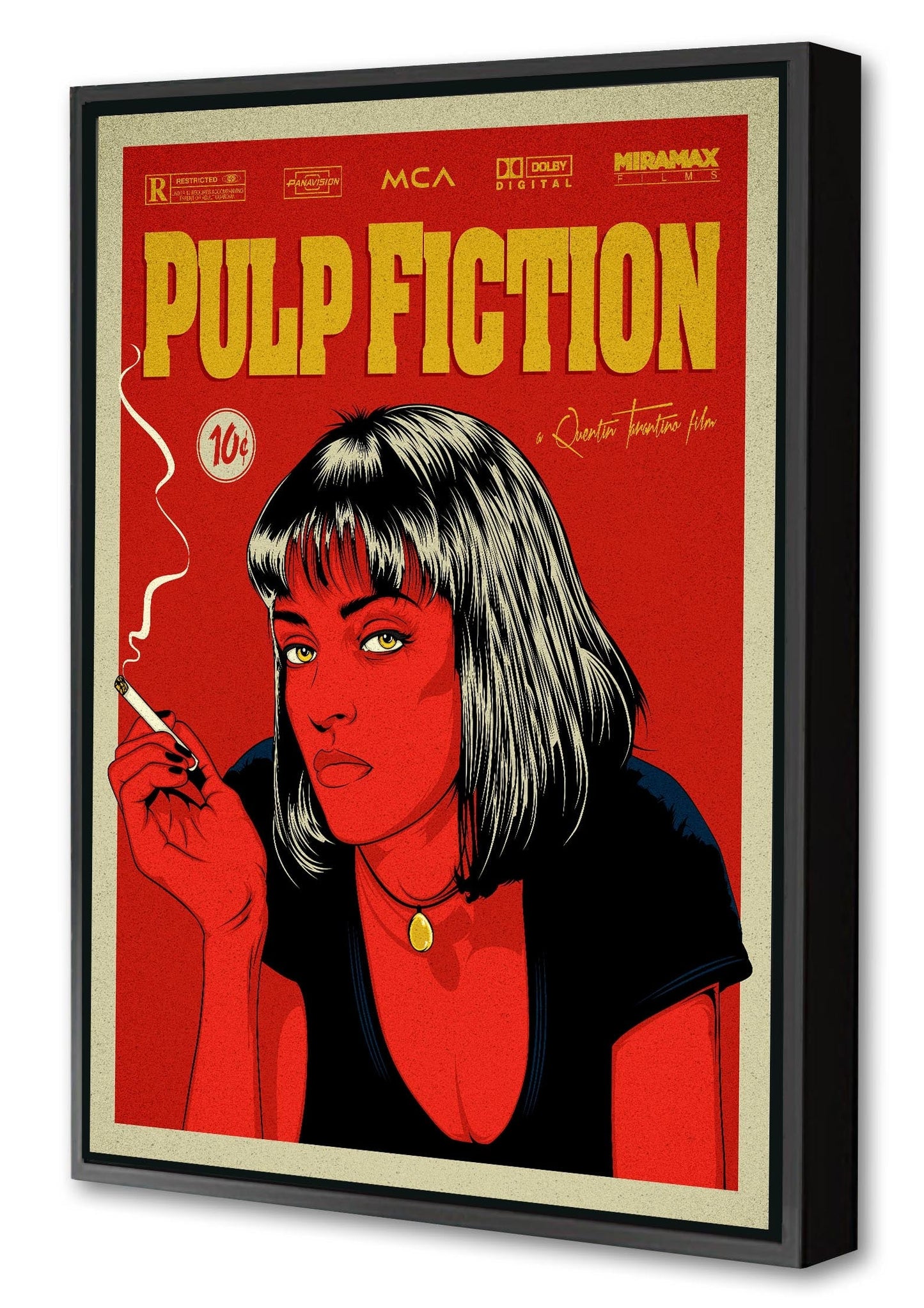 Pulp Fiction Movie-cranio, print-Canvas Print with Box Frame-40 x 60 cm-BLUE SHAKER
