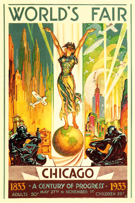 World Fair CHICAGO 1933-expositions, print-Print-30 x 40 cm-BLUE SHAKER